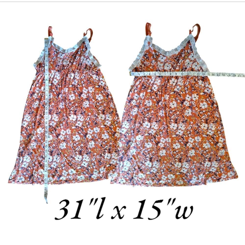 $9💥 Lamaze Coral Floral Lace Trim Sleeveless Nursing Night Slip XL Chemise - Picture 10 of 10
